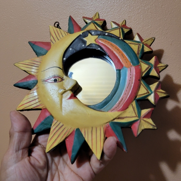 Other - Vintage Celestial Sun and Moon Star Shooting Star Mirror Hand Painted